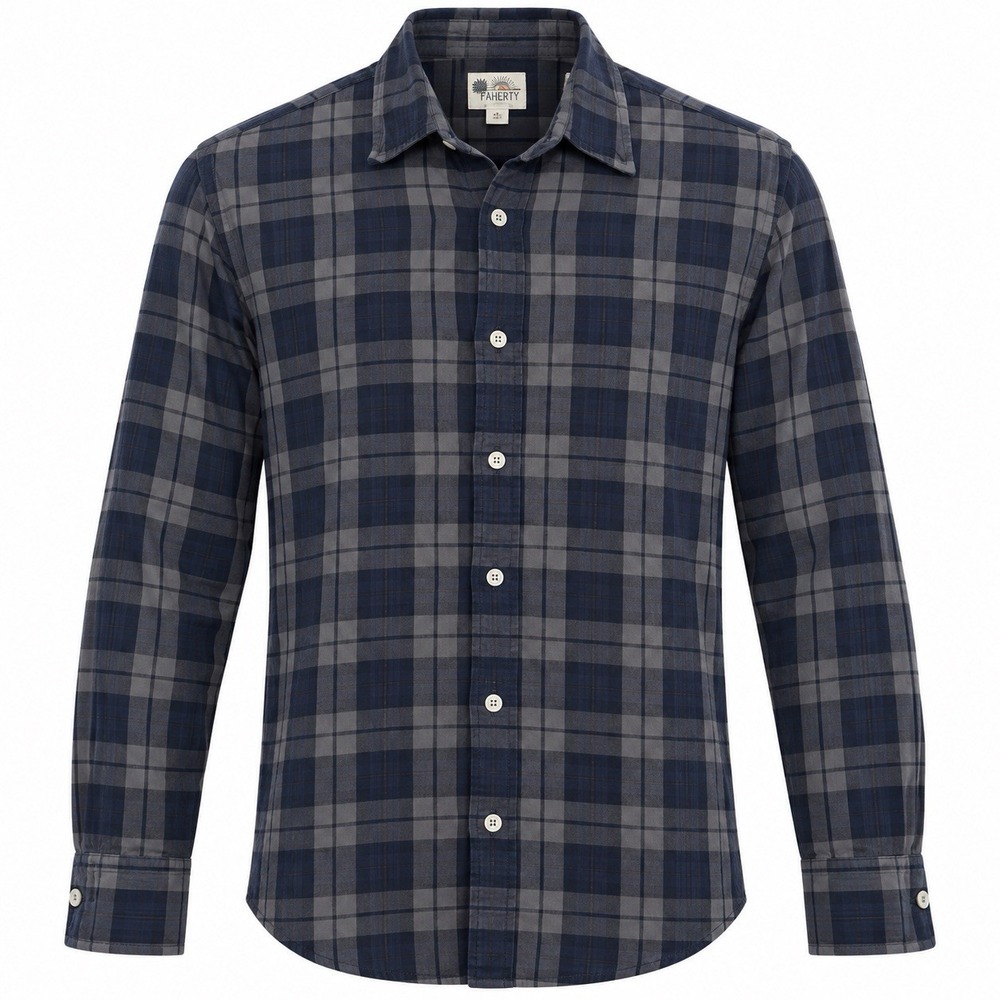 J.Crew Washed Tartan Mens Large Green Navy Plaid Button Up Cotton Shirt